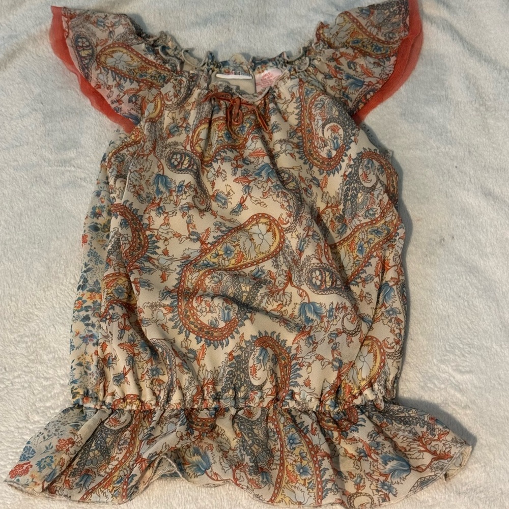 Y2K Mary Kate and Ashley Paisley Ruffle Sleeve shirt